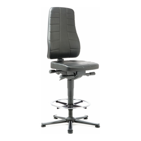 bimos Arbeitsstuhl All-In-One Highline mit Gleiter und Fußring und Kunstleder schwarz 570-830 mm