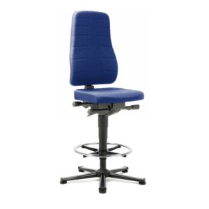 bimos Arbeitsstuhl All-In-One Highline mit Gleiter und Fußring und Stoffpolster blau 570-830 mm bimos Arbeitsstuhl All-In-One Highline mit Gleiter und Fußring und Stoffpolster blau 570-830 mm