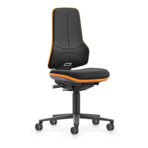 bimos Arbeitsstuhl Neon XXL bis 180 kg mit Rollen, Stoffpolster, Flexband orange, Sitz 470-640 mm bimos Arbeitsstuhl Neon XXL bis 180 kg mit Rollen, Stoffpolster, Flexband orange, Sitz 470-640 mm