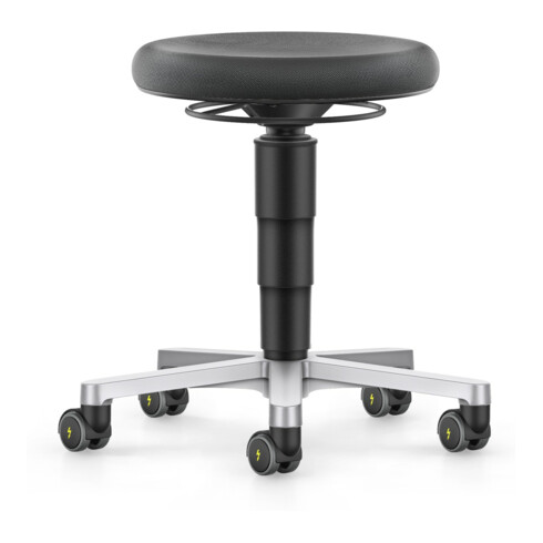 bimos ESD Hocker mit Rollen, Supertec schwarz, Sitzhöhe 450-650 mm