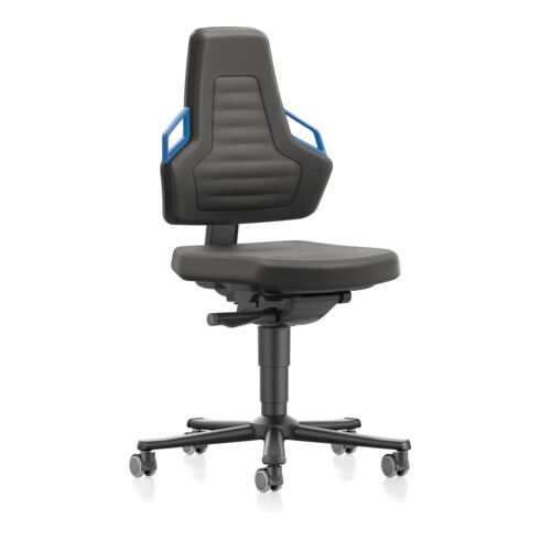 bimos Nexxit mit Rollen Supertec-Polster Grifffarbe blau Sitzhöhe 450-600 mm