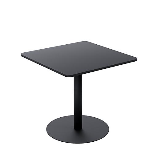 Bistrotisch Paperflow® Mezzo, melaminharzbeschichtete MDF-Platte, Stahlgestell, quadratisch B 800 x T 800 x H 750 mm, schwarz/mattschwarz