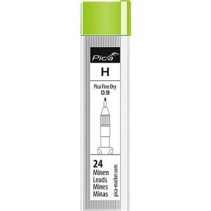Bleistiftmine Pica Fine Dry H 7050, Minendurchmesser 0,9 mm, Härtegrad H, Schreibfarbe graphit, 24 Stück in Dose mit Drehdeckel Bleistiftmine Pica Fine Dry H 7050, Minendurchmesser 0,9 mm, Härtegrad H, Schreibfarbe graphit, 24 Stück in Dose mit Drehdeckel