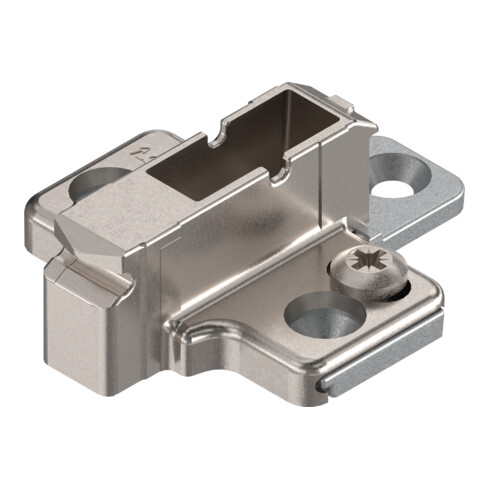 Blum CLIP Montageplatte, kreuz, 9 mm, Zink, Schrauben, HV: 2-teilig, vernickelt