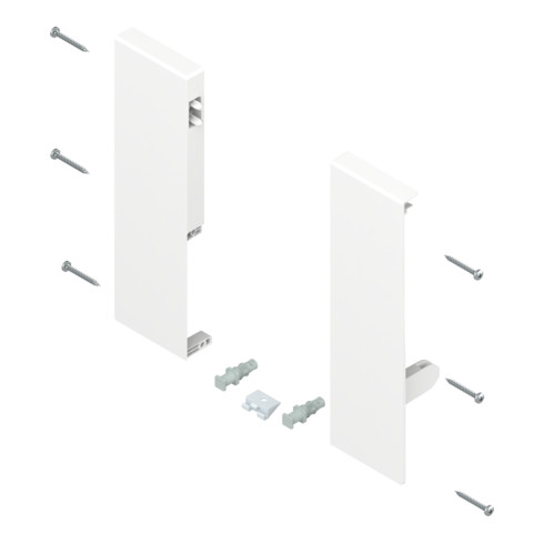 Blum Fronthalter TANDEMBOX Höhe D für Innenauszug mit 1-fach Reling links/rechts für TANDEMBOX antaro Seidenweiß