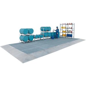 Bodenauffangwanne ASECOS, Stahl verzinkt, 210 l Auffangvolumen, B 2500 x T 1000 x H 123 mm, 450 kg Radlast Bodenauffangwanne ASECOS, Stahl verzinkt, 210 l Auffangvolumen, B 2500 x T 1000 x H 123 mm, 450 kg Radlast