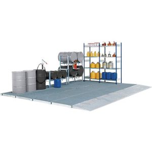 Bodenauffangwanne ASECOS, Stahl verzinkt, 225 l Auffangvolumen, B 2862 x T 1862 x H 78 mm, 2000 kg Radlast Bodenauffangwanne ASECOS, Stahl verzinkt, 225 l Auffangvolumen, B 2862 x T 1862 x H 78 mm, 2000 kg Radlast