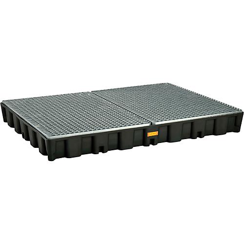Bodenschutzwanne CEMO 250HD, Polyethylen, 250 l Auffangvolumen, verzinktes Stahlgitterrost, mit Zulassung, B 1600 x T 1200 x 180 mm