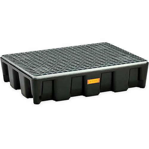 Bodenschutzwanne CEMO 60HD, Polyethylen, 60 l Auffangvolumen, verzinktes Stahlgitterrost, mit Zulassung, B 800 x T 600 x 180 mm