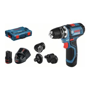 Bosch Akku-Bohrschrauber GSR 12V-15 FC mit 2 x 2,0 Ah-Akku L-BOXX 4 Aufsätze