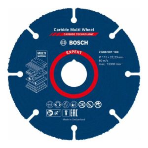 Bosch EXPERT Carbide Multi Wheel Trennscheibe 115mm 22,23mm für Winkelschleifer mit X-LOCK und mit Spannmutter Bosch EXPERT Carbide Multi Wheel Trennscheibe 115mm 22,23mm für Winkelschleifer mit X-LOCK und mit Spannmutter