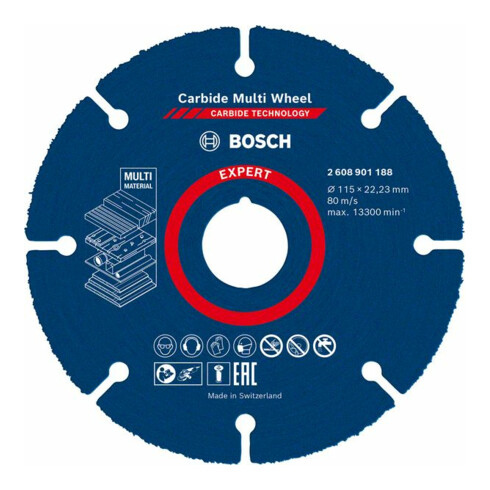 Bosch EXPERT Carbide Multi Wheel Trennscheibe 115mm 22,23mm für Winkelschleifer mit X-LOCK und mit Spannmutter