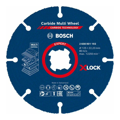 Bosch EXPERT Carbide Multi Wheel X-LOCK Trennscheibe 125mm 22,23mm für Winkelschleifer mit X-LOCK und mit Spannmutter