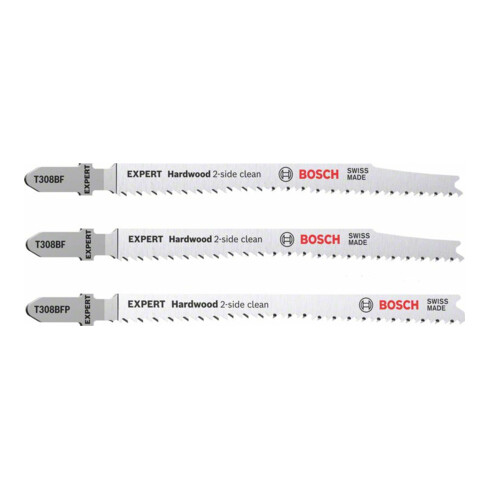 Bosch EXPERT Hardwood 2-side clean Stichsägeblatt-Set 2-tlg., T308BF/BFP für Stichsägen