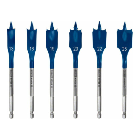 Bosch EXPERT SelfCut Speed Flachfräsbohrer-Set 13/16/19/20/22/25mm 6-tlg. für Dreh- und Schlagbohrer