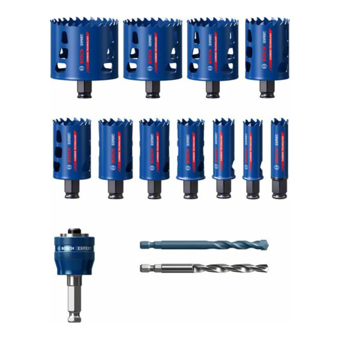 Bosch EXPERT Tough Material Lochsäge-Set 20/22/25/32/35/40/44/51/60/68/76mm 14-tlg. für Dreh- und Schlagbohrer