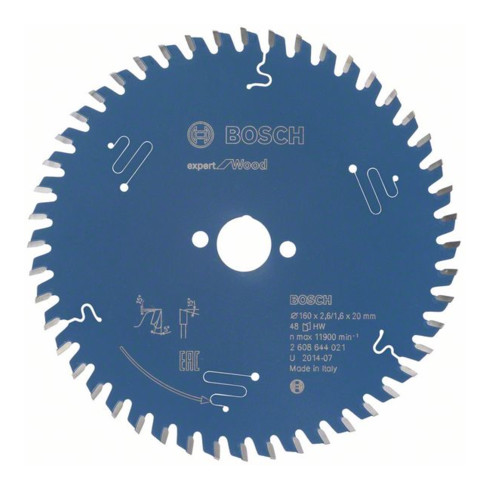Bosch Kreissägeblatt Expert for Wood 160 x 20 x 2,6 mm 48