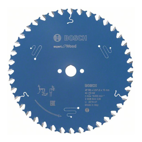 Bosch Kreissägeblatt Expert for Wood 184 x 16 x 2,6 mm 40