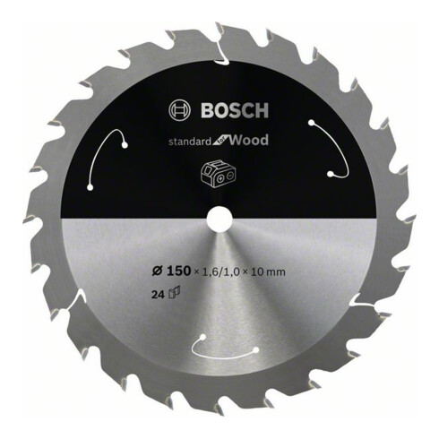 Bosch Kreissägeblatt Standard for Wood für Akkusägen 150x1.6/1x10, 24 Zähne
