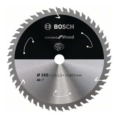 Bosch Kreissägeblatt Standard for Wood für Akkusägen 165x1.5/1x15.875, 48 Zähne