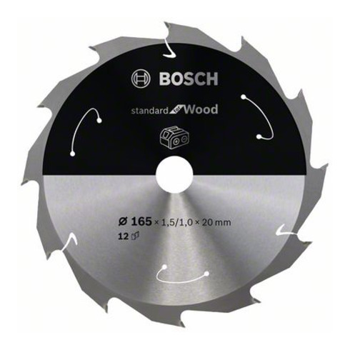 Bosch Kreissägeblatt Standard for Wood für Akkusägen 165x1.5/1x20, 12 Zähne