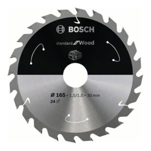 Bosch Kreissägeblatt Standard for Wood für Akkusägen 165×1.5/1×30, 24 Zähne Bosch Kreissägeblatt Standard for Wood für Akkusägen 165×1.5/1×30, 24 Zähne