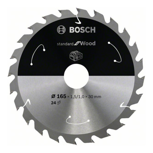 Bosch Kreissägeblatt Standard for Wood für Akkusägen 165x1.5/1x30, 24 Zähne
