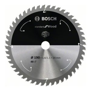 Bosch Kreissägeblatt Standard for Wood für Akkusägen 190×1.6/1.1×20, 48 Zähne Bosch Kreissägeblatt Standard for Wood für Akkusägen 190×1.6/1.1×20, 48 Zähne
