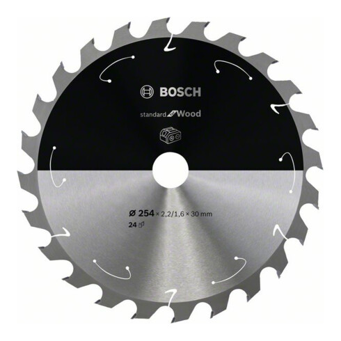 Bosch Kreissägeblatt Standard for Wood für Akkusägen 254x2.2/1.6x30, 24 Zähne