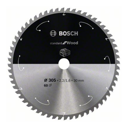 Bosch Kreissägeblatt Standard for Wood für Akkusägen 305x2.2/1.6x30, 60 Zähne