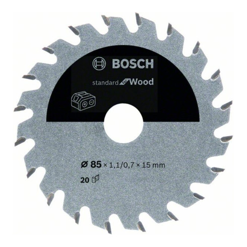 Bosch Kreissägeblatt Standard for Wood für Akkusägen 85 x 1,1/0,7 x 15 20 Zähne