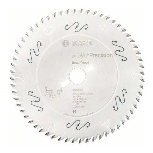 Bosch Kreissägeblatt Top Precision Best for Wood 250 x 30 x 3,2 mm 60