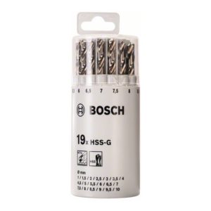 Bosch Metallbohrer-Set HSS-G DIN 338 135°, 19-teilig 1 – 10 mm Kunststoffrunddose Bosch Metallbohrer-Set HSS-G DIN 338 135°, 19-teilig 1 – 10 mm Kunststoffrunddose