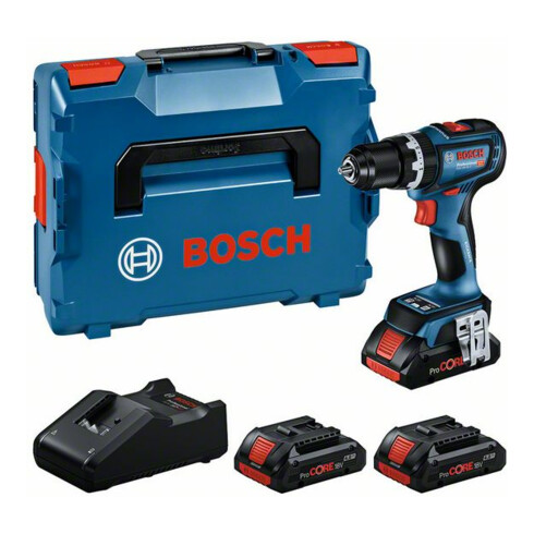 Bosch Prof. Set: Akku-Schlagbohrschrauber GSB 18V-90 C, 3 x ProCORE18V 4.0Ah, L-BOXX