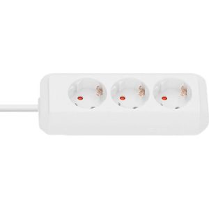 Brennenstuhl Eco-Line Steckdosenleiste 3-fach, 3 m Kabellänge, 45°-Anordnung, erhöhtem Berührungsschutz, L 230 x B 90 x T 80 mm, weiß,