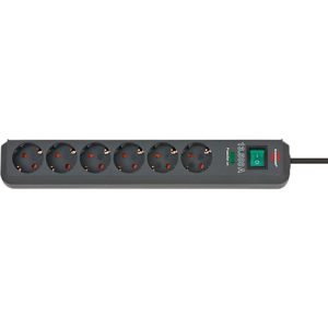Brennenstuhl Eco-Line Steckdosenleiste 6-fach, Überspannungsschutz 13.500 A, 45°-Anordnung, 5 m Kabel, L 370 x B 70 x T 110 mm, anthrazit