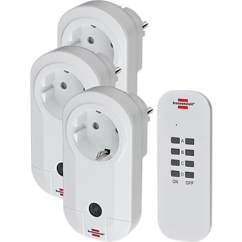 Brennenstuhl Funkschalt-Set RC CE1 3001, 3 Funksteckdosen, 1 Handsender, 25 m Reichweite, bis 1000 W, erhöhter Berührungsschutz, B 51 x H 115 mm, weiß, inkl. Batterien