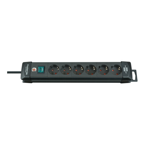 Brennenstuhl Steckdosenleiste 6-fach 1951160100 Premium-Line schwarz 3m H05VV-F 3G 1951160100