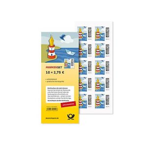Briefmarken Deutsche Post Motiv „Leuchtfederstift“, Wert 2,75 €, für Maxibriefe bis 1000 g national, selbstklebend, Set mit 10 Stück Briefmarken Deutsche Post Motiv „Leuchtfederstift“, Wert 2,75 €, für Maxibriefe bis 1000 g national, selbstklebend, Set mit 10 Stück