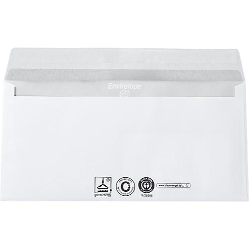 Briefumschläge, DIN lang, mit Haftklebeverschluss, ohne Fenster, hochweiß, Recyclingpapier, 80 g/m², 1000 Stück