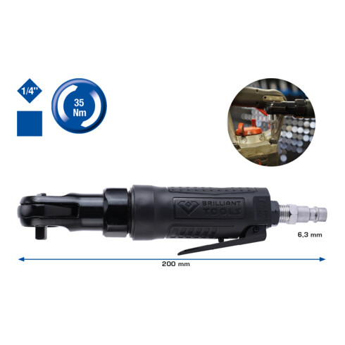 Brilliant Tools 1/4 Zoll Druckluft-Ratsche, 35 Nm