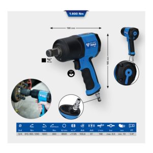 Brilliant Tools 3/4″ Druckluft-Schlagschrauber, 1800 Nm Brilliant Tools 3/4″ Druckluft-Schlagschrauber, 1800 Nm