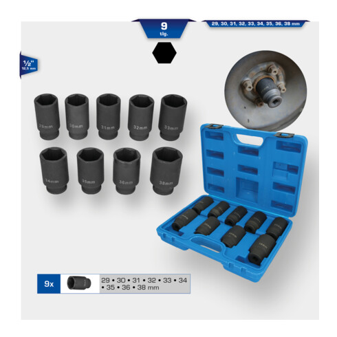 Brilliant Tools Antriebswellen-Stecknuss-Satz, 9-tlg