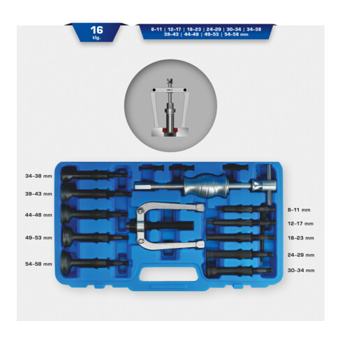 Brilliant Tools Grundloch-Innenlager-Abzieher-Satz, 16-tlg