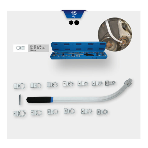 Brilliant Tools Keilriemen und Spannrollen-Schlüssel-Satz, 15-tlg