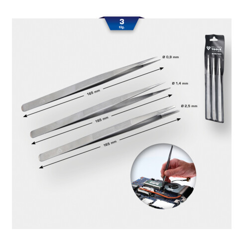 Brilliant Tools Pinzetten-Satz, 3-tlg