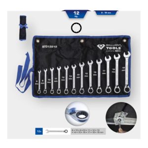 Brilliant Tools Ratschenringschlüssel-Satz, 12-tlg, umschaltbar, 8 – 19 mm