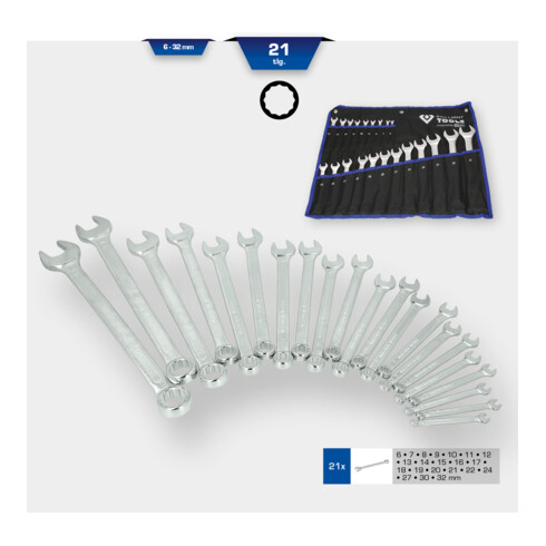 Brilliant Tools Ring-Maulschlüssel-Satz, 21-tlg