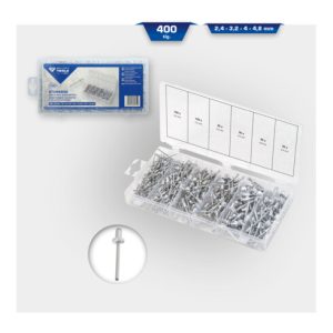 Brilliant Tools Sortiment Blindnieten, 400-tlg, 2, 4 – 3, 2 – 4 – 4, 8 mm Brilliant Tools Sortiment Blindnieten, 400-tlg, 2, 4 – 3, 2 – 4 – 4, 8 mm