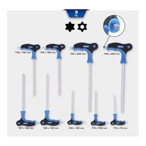 Brilliant Tools T-Griff-Torx® mit Stirnlochbohrung-Winkelstiftschlüssel-Satz, 9-tlg Brilliant Tools T-Griff-Torx® mit Stirnlochbohrung-Winkelstiftschlüssel-Satz, 9-tlg